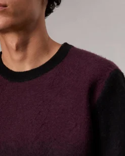 rag & bone Downing Crewneck Sweater Burgundy Multi Best