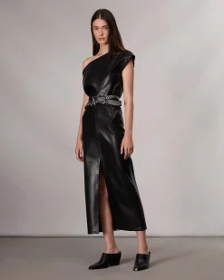 rag & bone Eleanor Faux Leather Dress Black Clearance