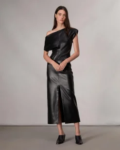 rag & bone Eleanor Faux Leather Dress Black Clearance