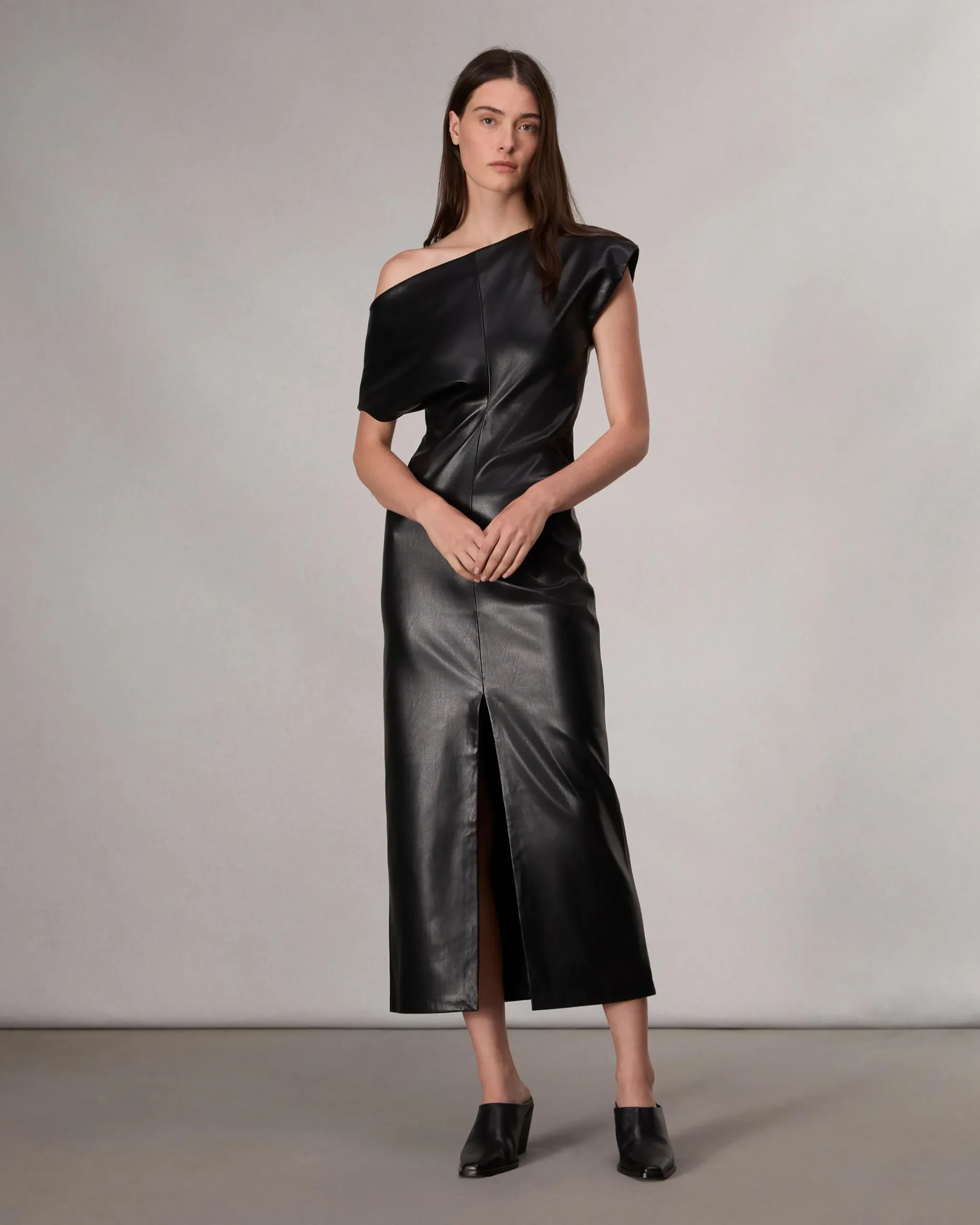 rag & bone Eleanor Faux Leather Dress Black Clearance