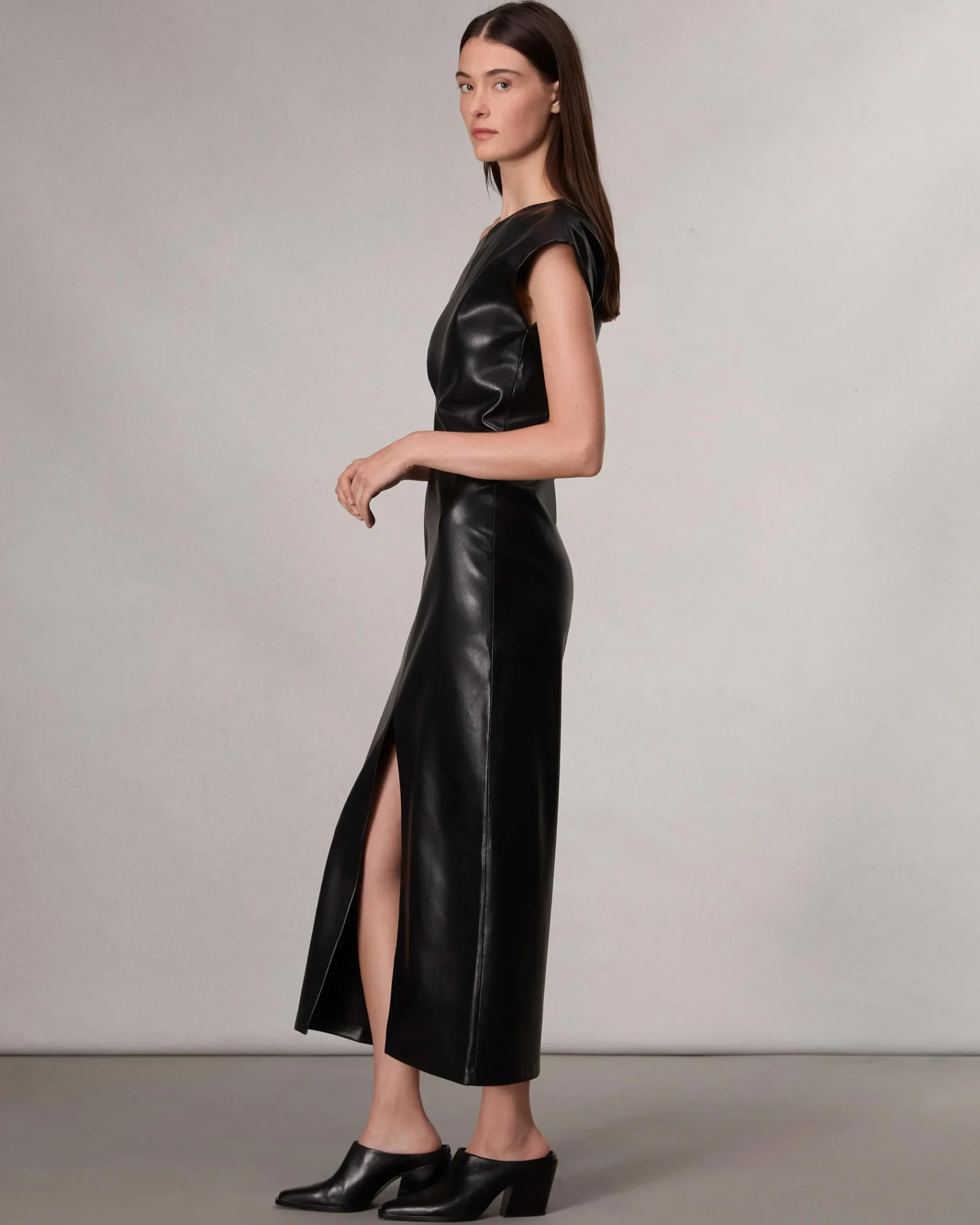 rag & bone Eleanor Faux Leather Dress Black Clearance