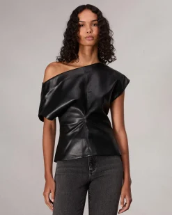 rag & bone Eleanor Faux Leather Top Black Shop