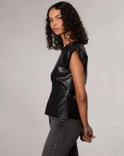 rag & bone Eleanor Faux Leather Top Black Shop