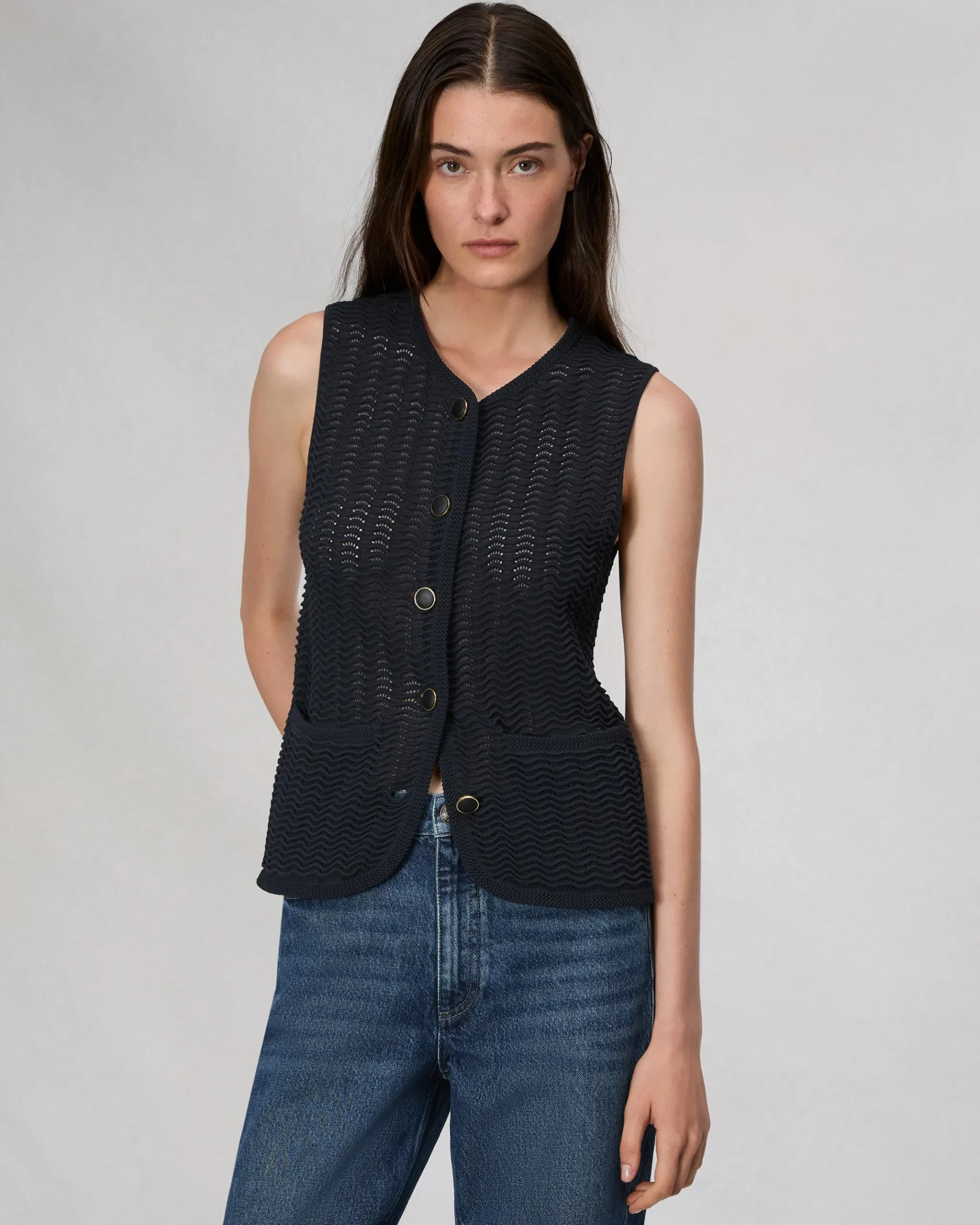 rag & bone Elisa Cotton Vest Salute Cheap
