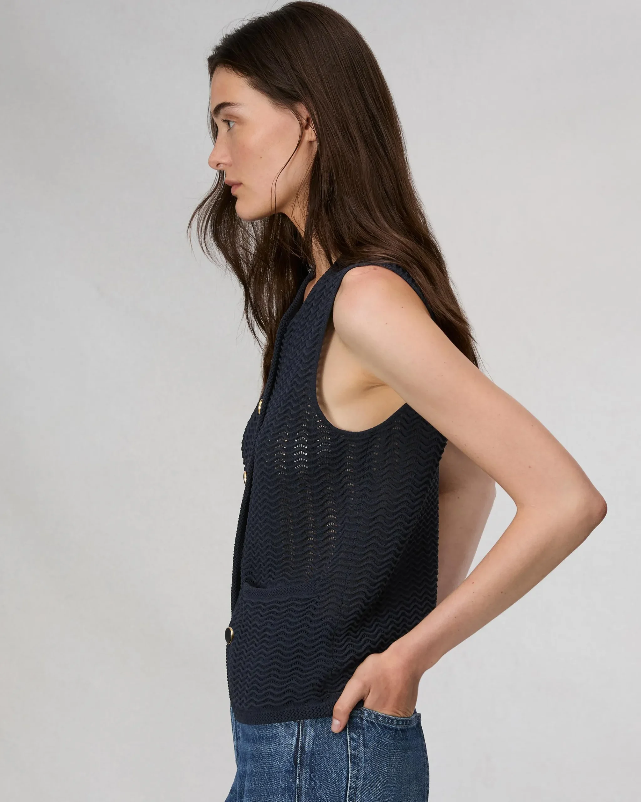 rag & bone Elisa Cotton Vest Salute Cheap