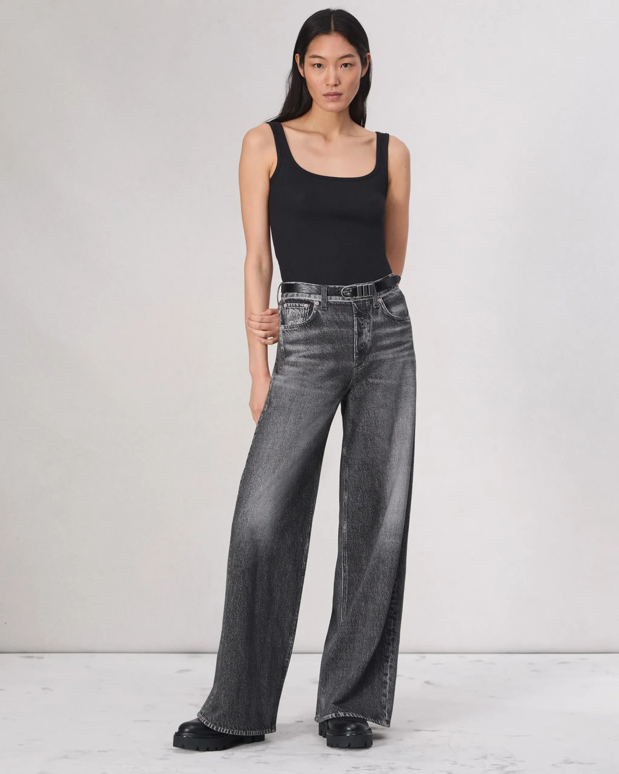 rag & bone Essential Rib Scoop Tank Black Sale