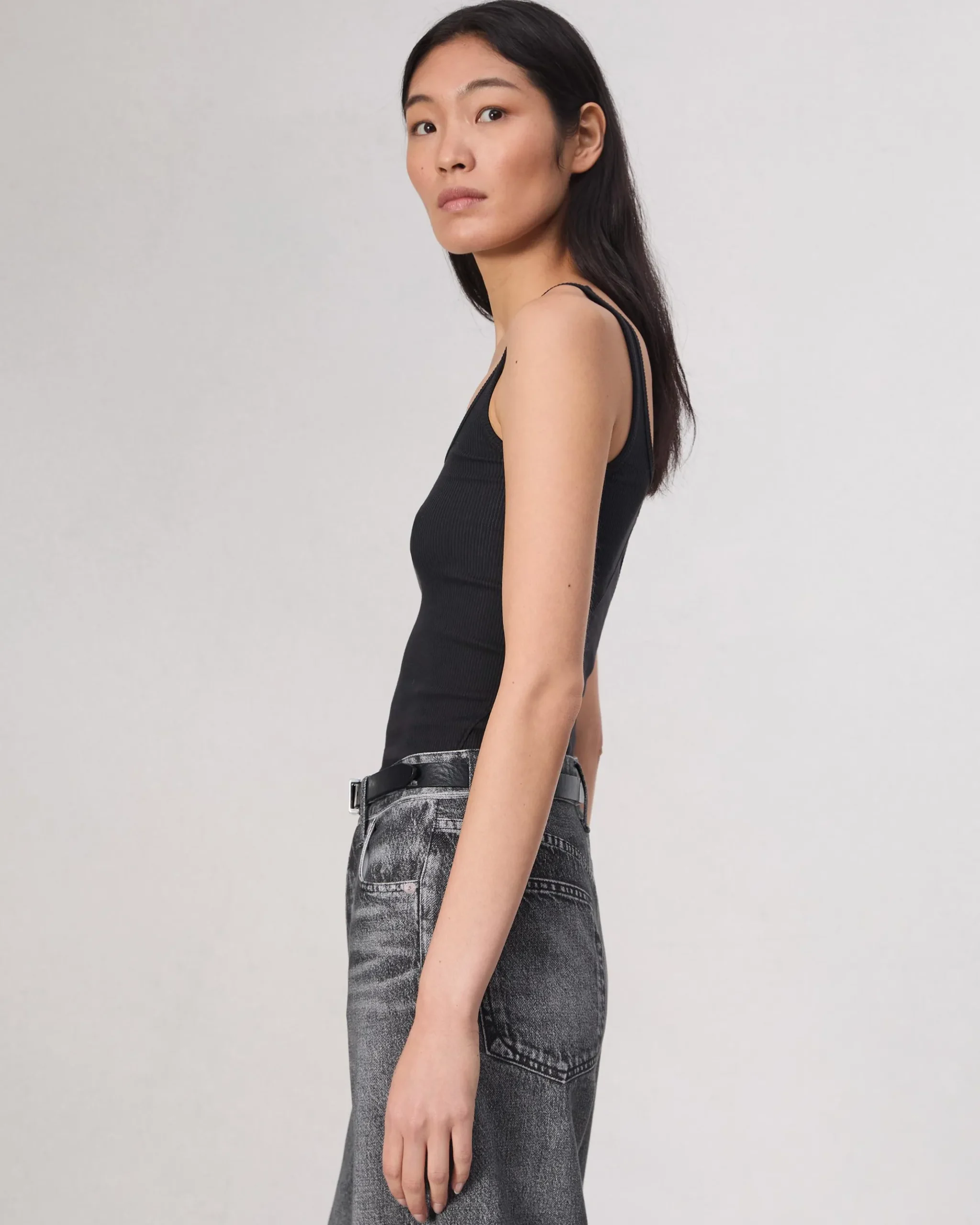 rag & bone Essential Rib Scoop Tank Black Sale