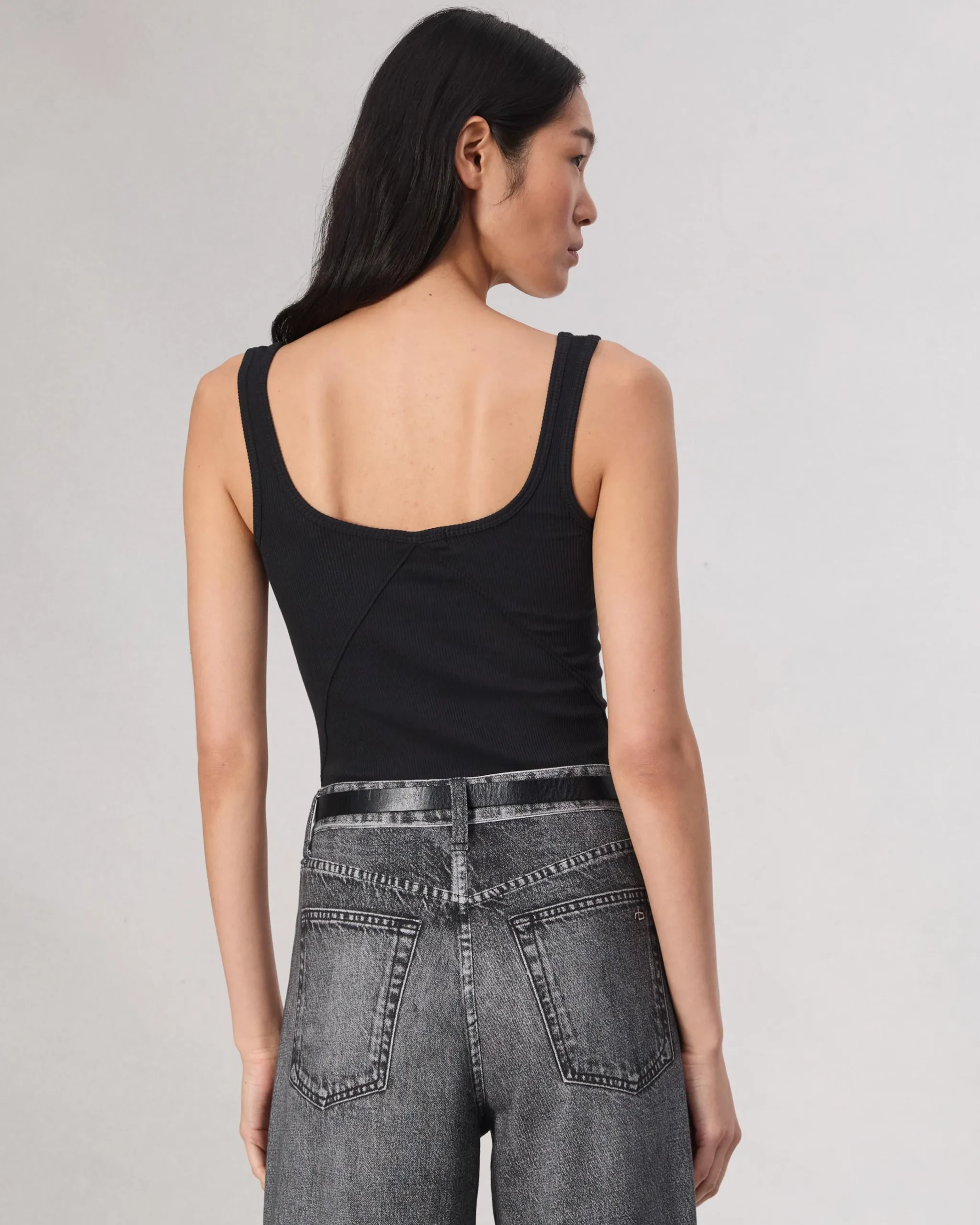 rag & bone Essential Rib Scoop Tank Black Sale