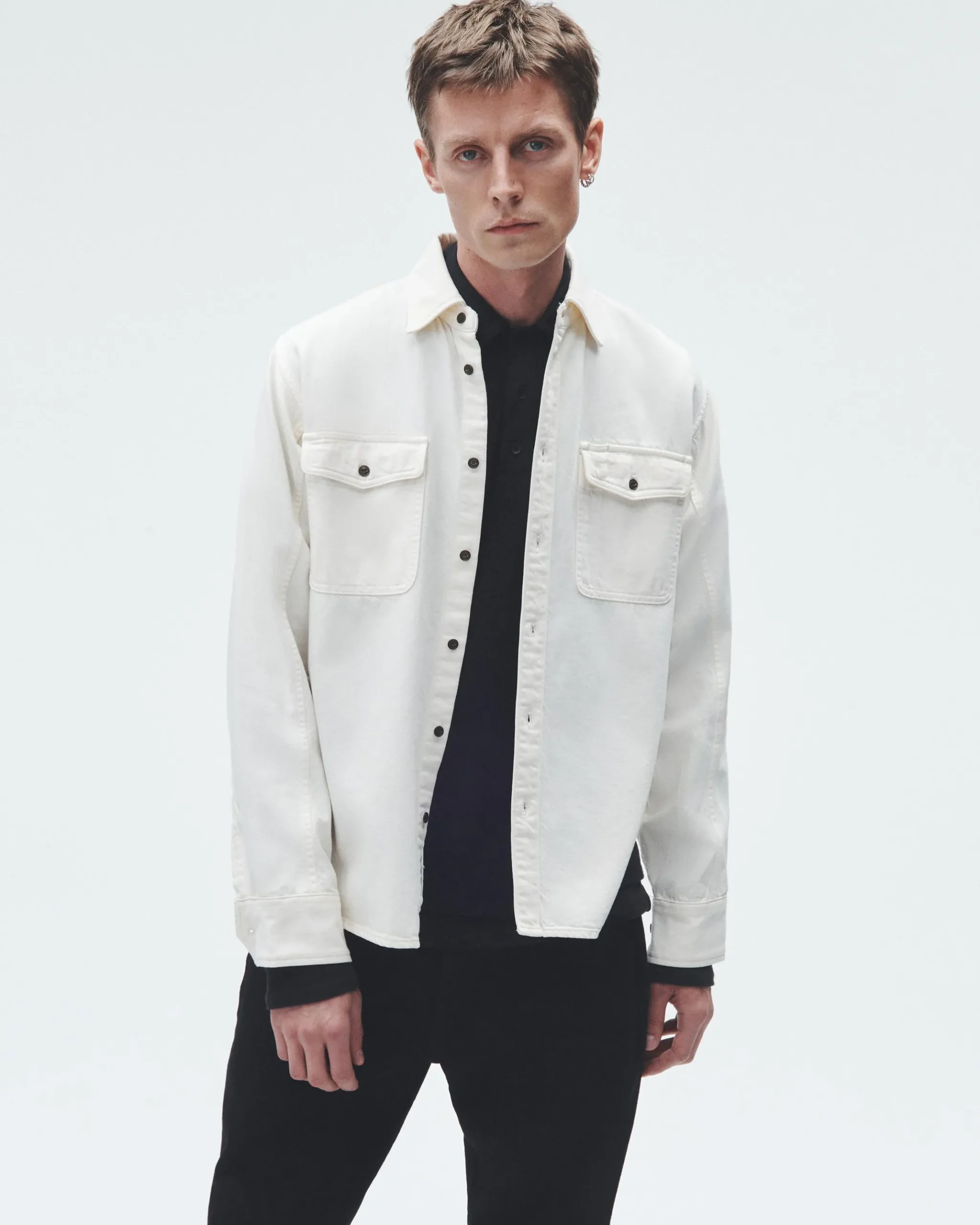 rag & bone Featherweight Denim Shirt Ecru Sale