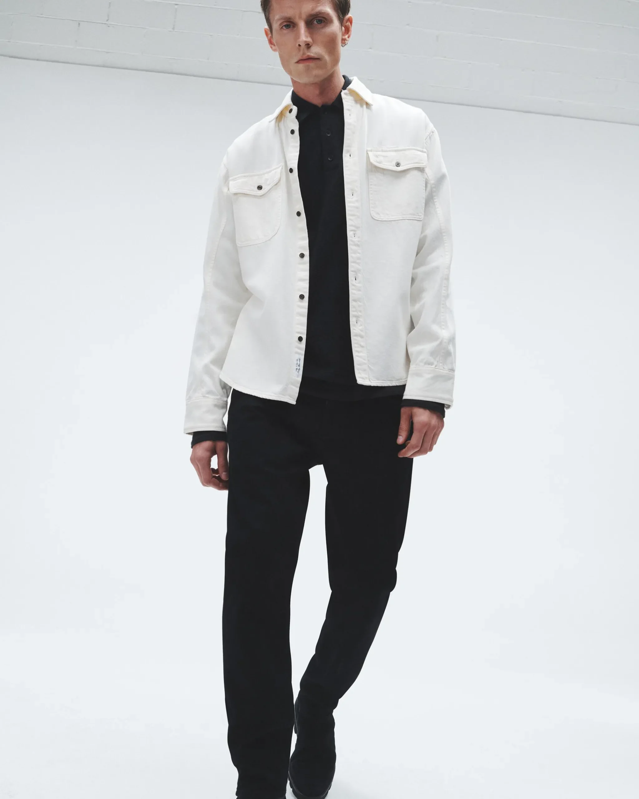 rag & bone Featherweight Denim Shirt Ecru Sale