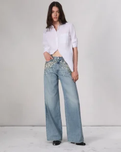 rag & bone Featherweight Sofie Wide-Leg Jean Mali With Jewels Best