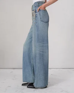 rag & bone Featherweight Sofie Wide-Leg Jean Mali With Jewels Best