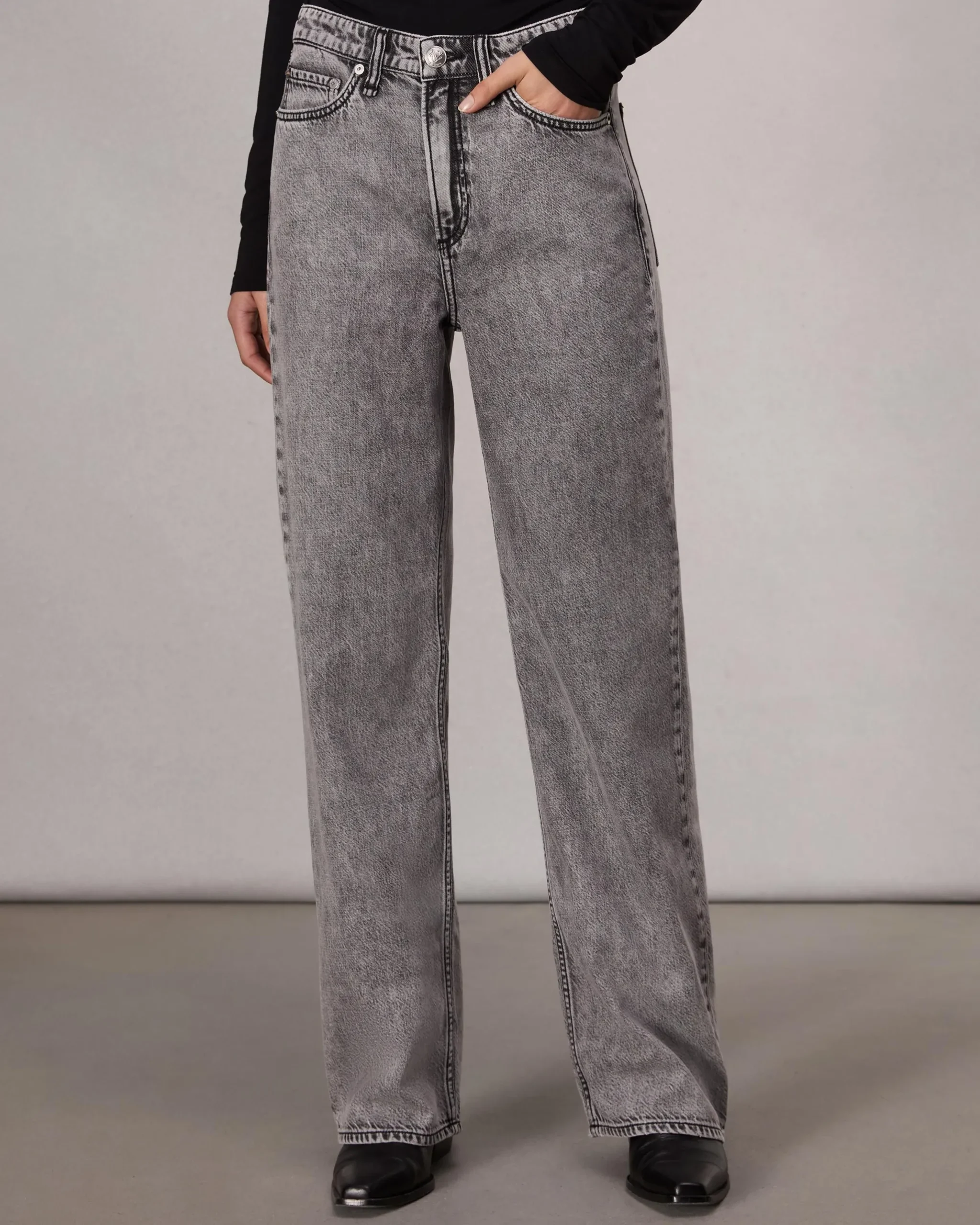 rag & bone Featherweight Wide-Leg Logan Jean Slate Grey Hot
