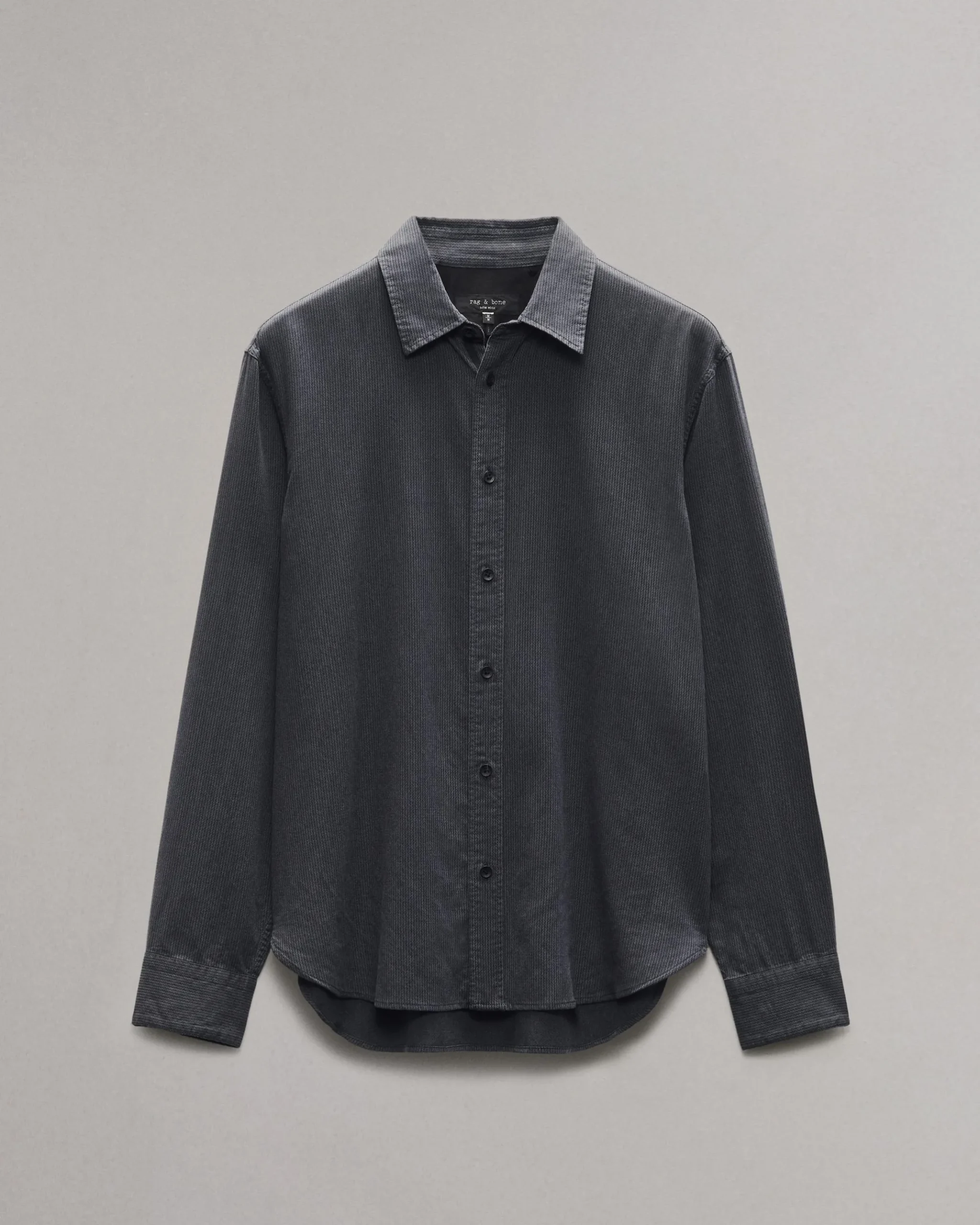 rag & bone Finch Textured Striped Shirt Black Stripe Hot