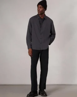 rag & bone Finch Textured Striped Shirt Black Stripe Hot