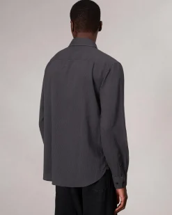 rag & bone Finch Textured Striped Shirt Black Stripe Hot