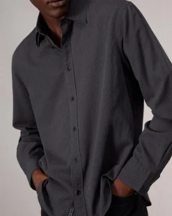 rag & bone Finch Textured Striped Shirt Black Stripe Hot