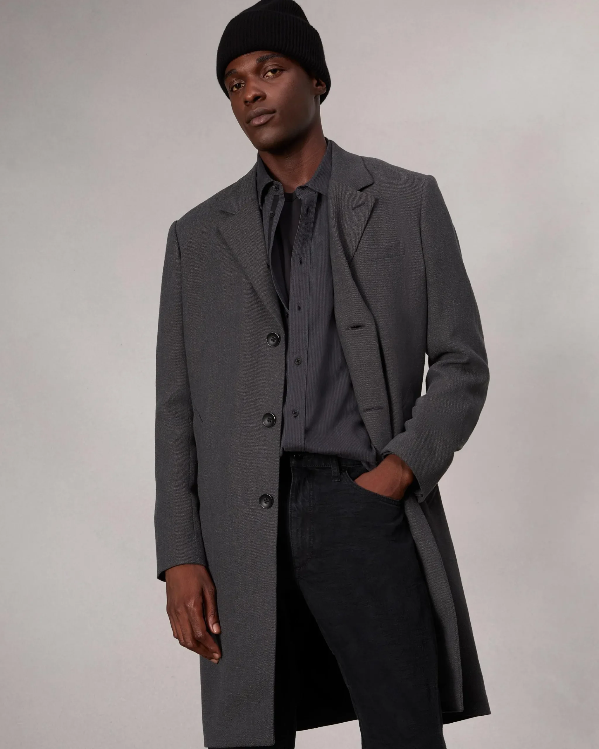 rag & bone Finch Textured Striped Shirt Black Stripe Hot