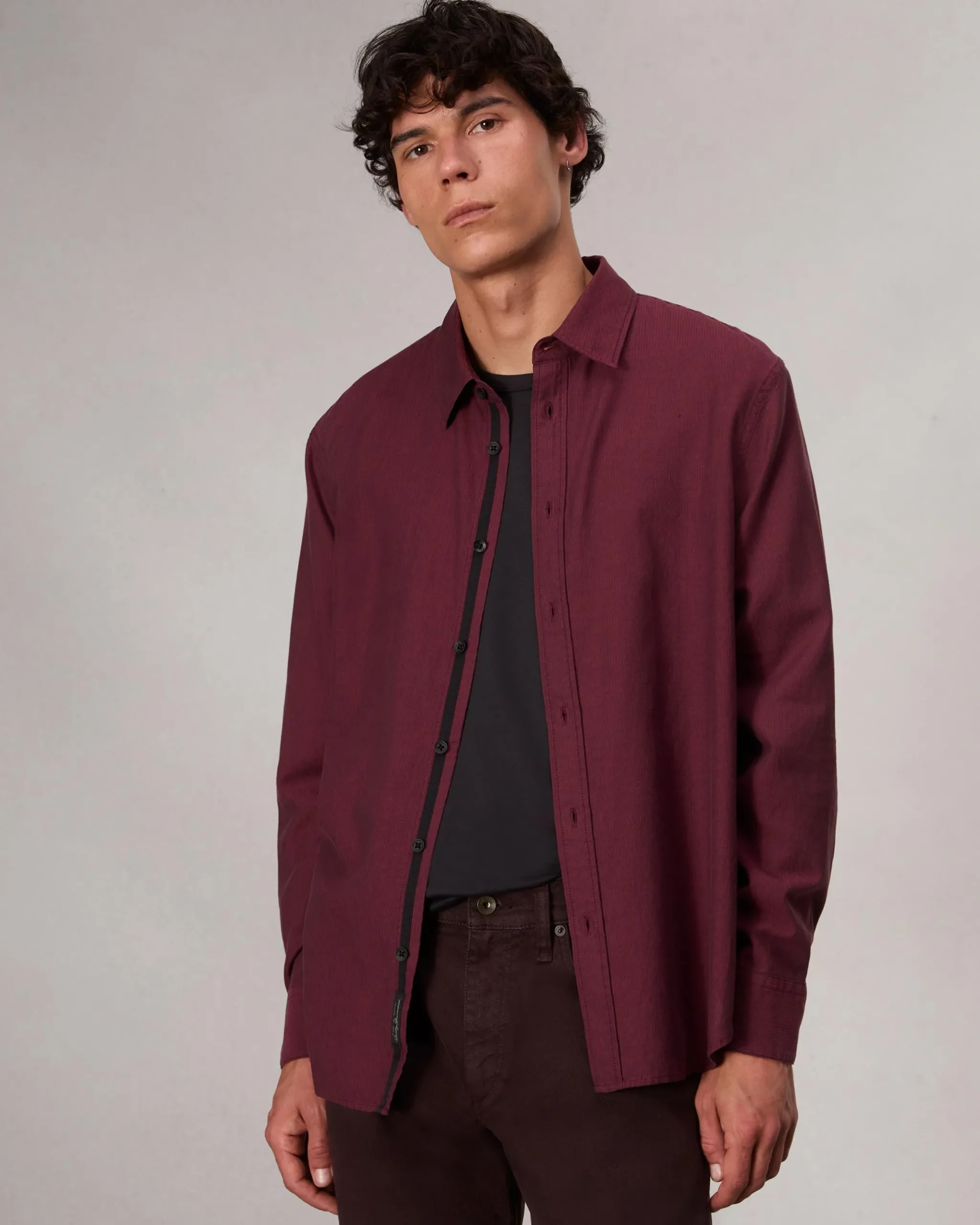 rag & bone Finch Textud Shirt Red Stripe Best