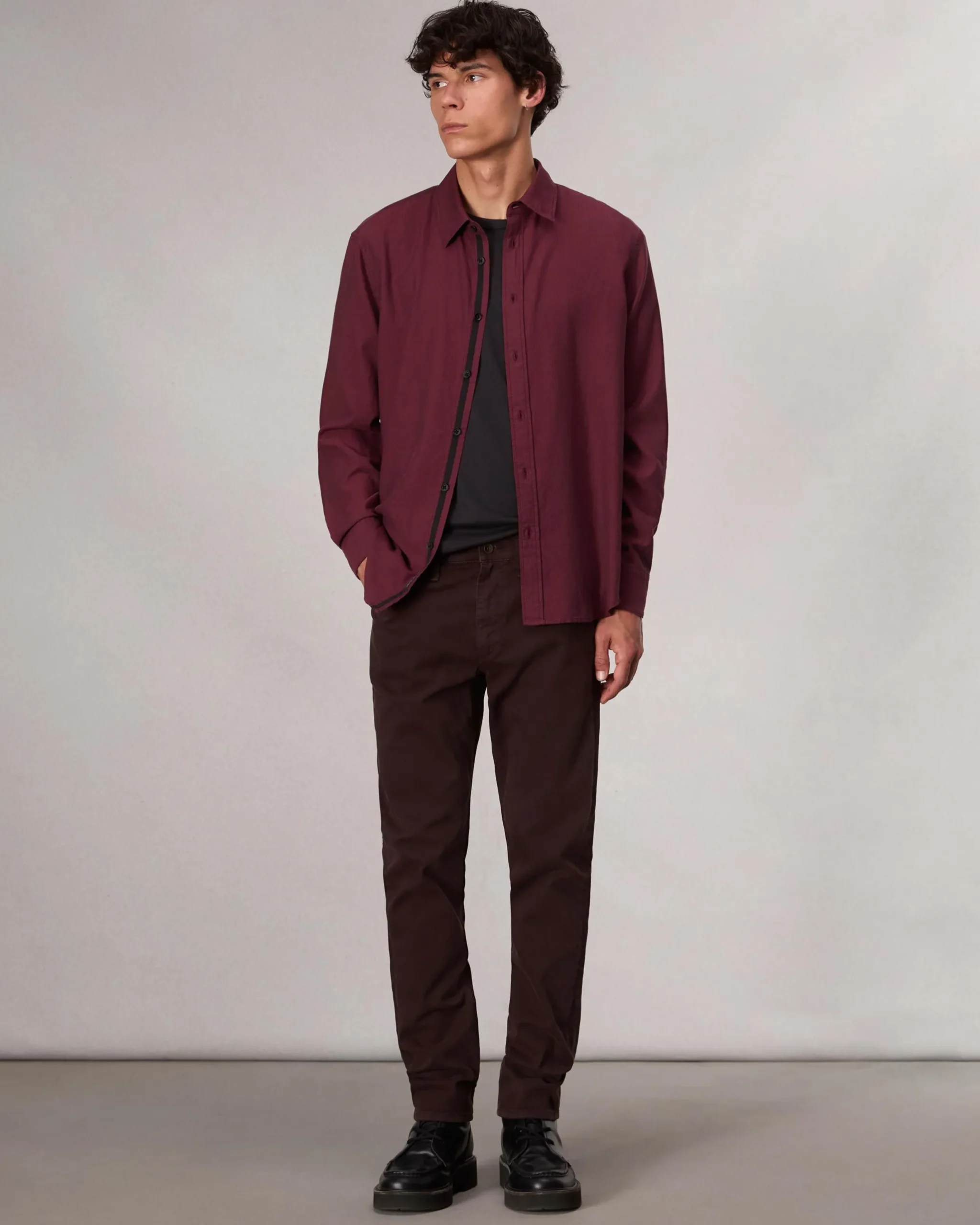 rag & bone Finch Textud Shirt Red Stripe Best