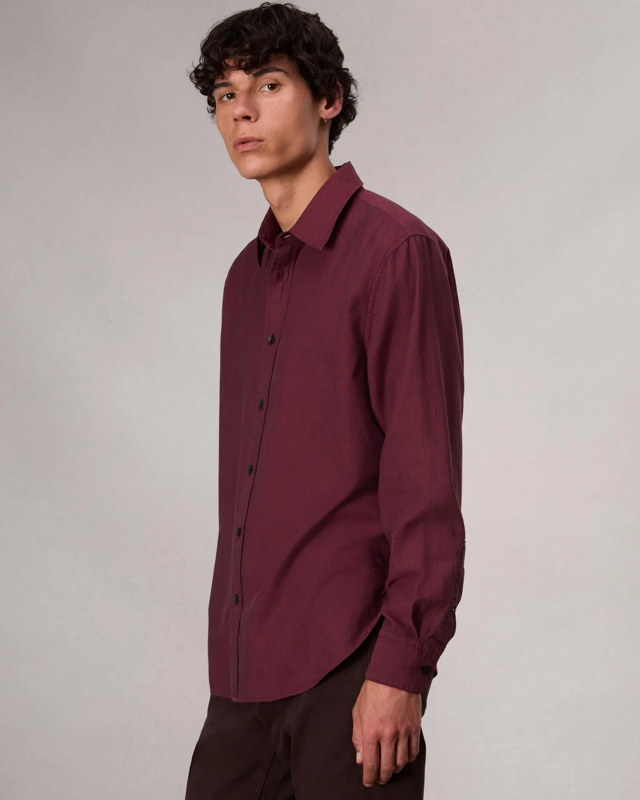 rag & bone Finch Textud Shirt Red Stripe Best