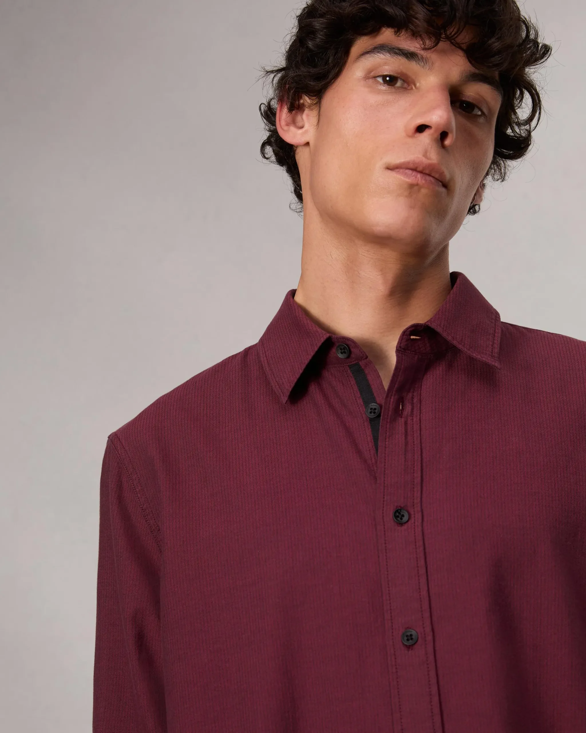 rag & bone Finch Textud Shirt Red Stripe Best