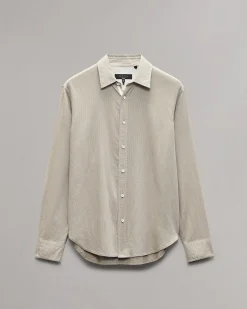 rag & bone Finch Textured Striped Shirt Khaki Stripe Best Sale