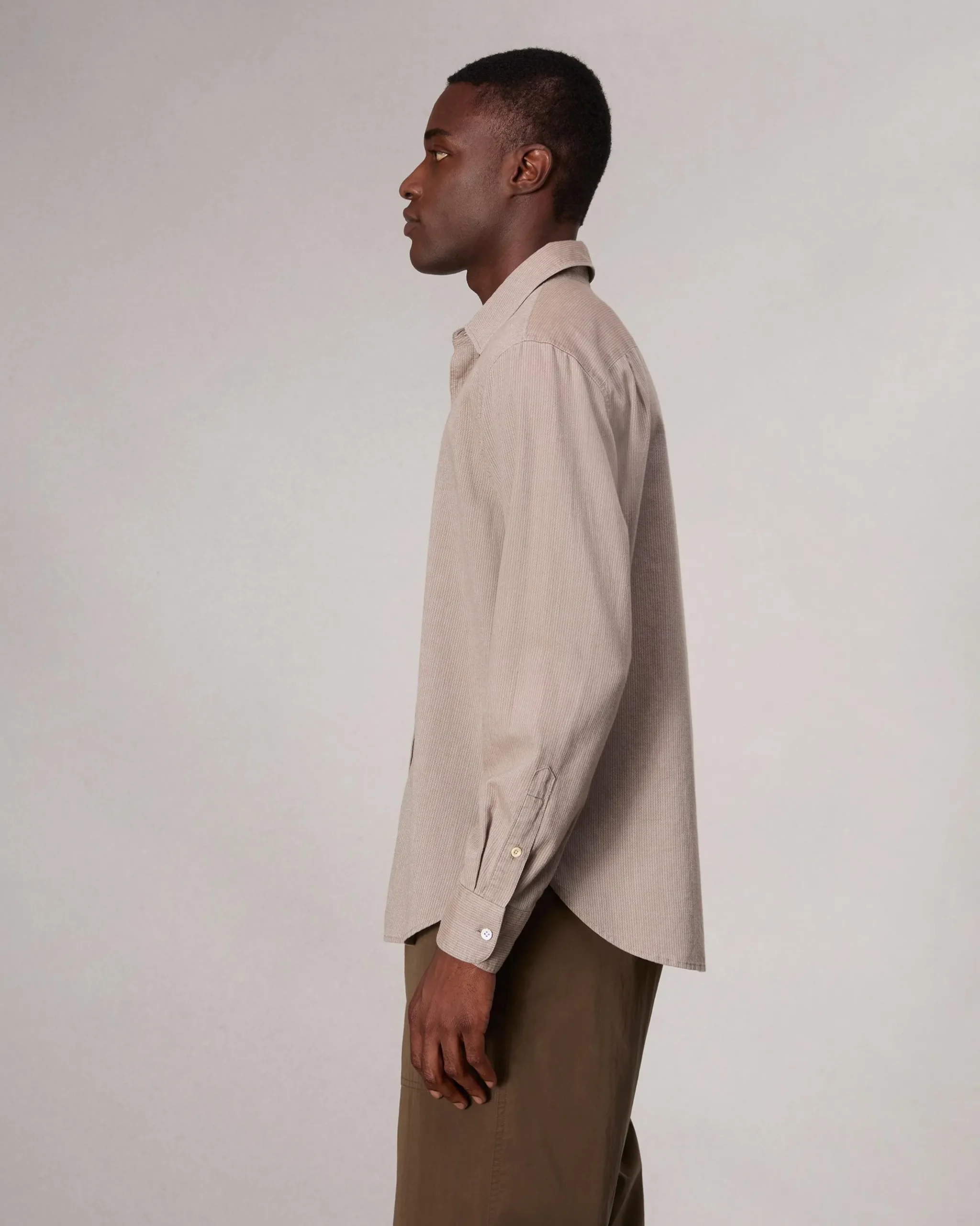 rag & bone Finch Textured Striped Shirt Khaki Stripe Best Sale