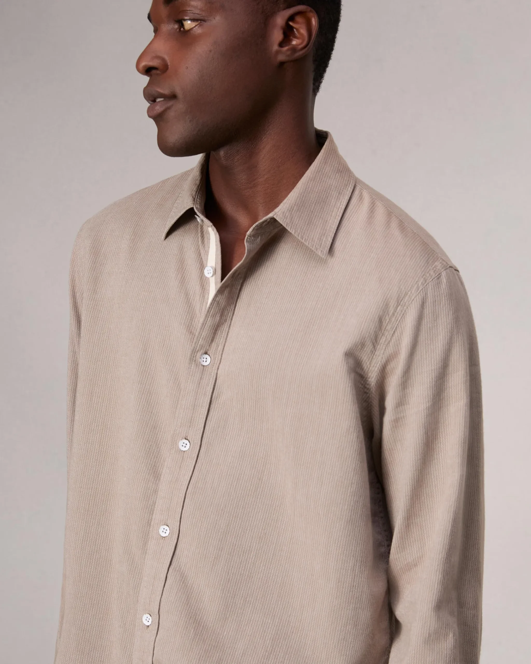 rag & bone Finch Textured Striped Shirt Khaki Stripe Best Sale