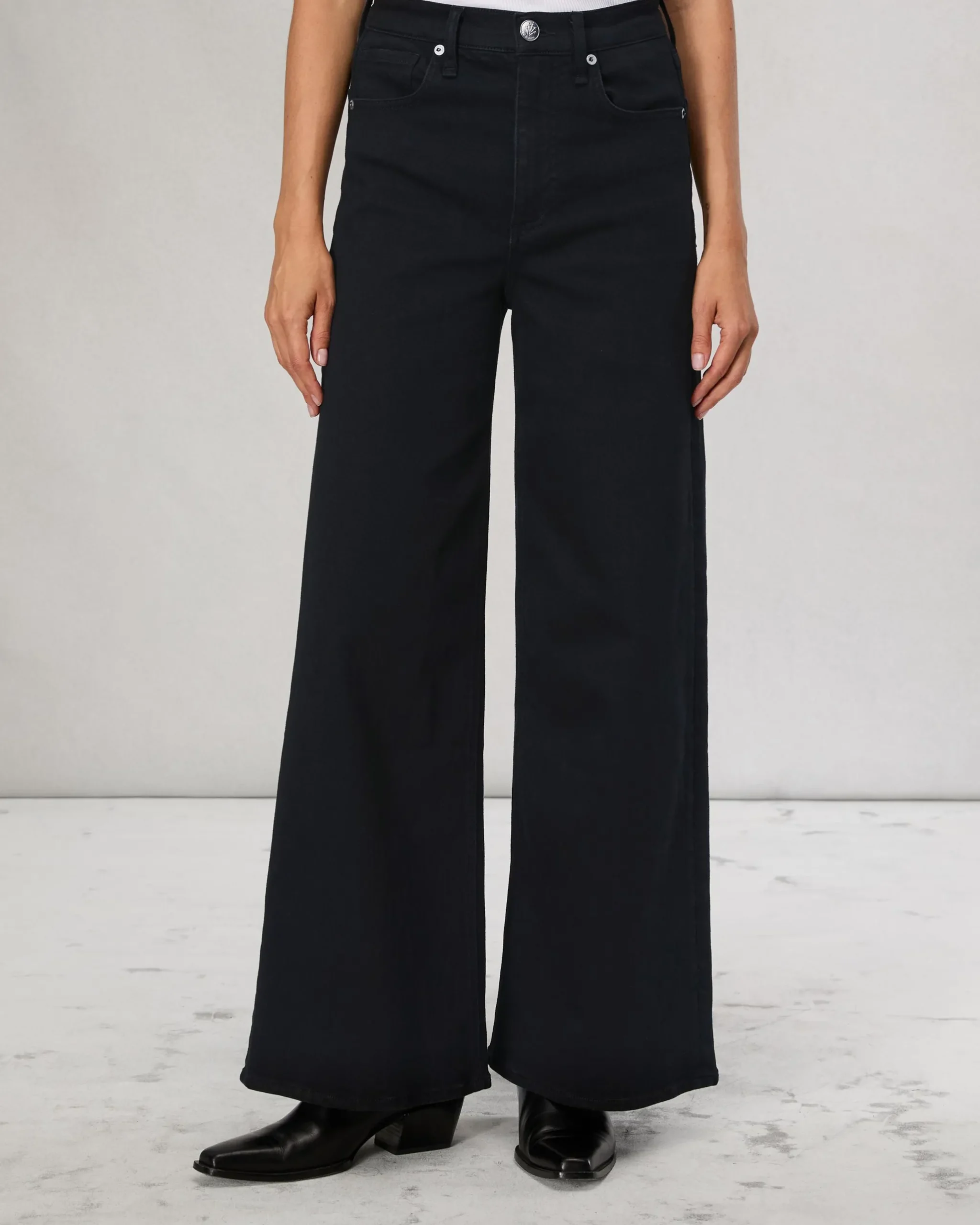 rag & bone Flexi Sofie Ankle Wide-Leg Jean Black Cheap