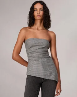 rag & bone Genevieve Plaid Top Blue Plaid New