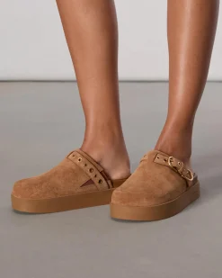 rag & bone Geo Suede Platform Mules Brownwood Suede Shop