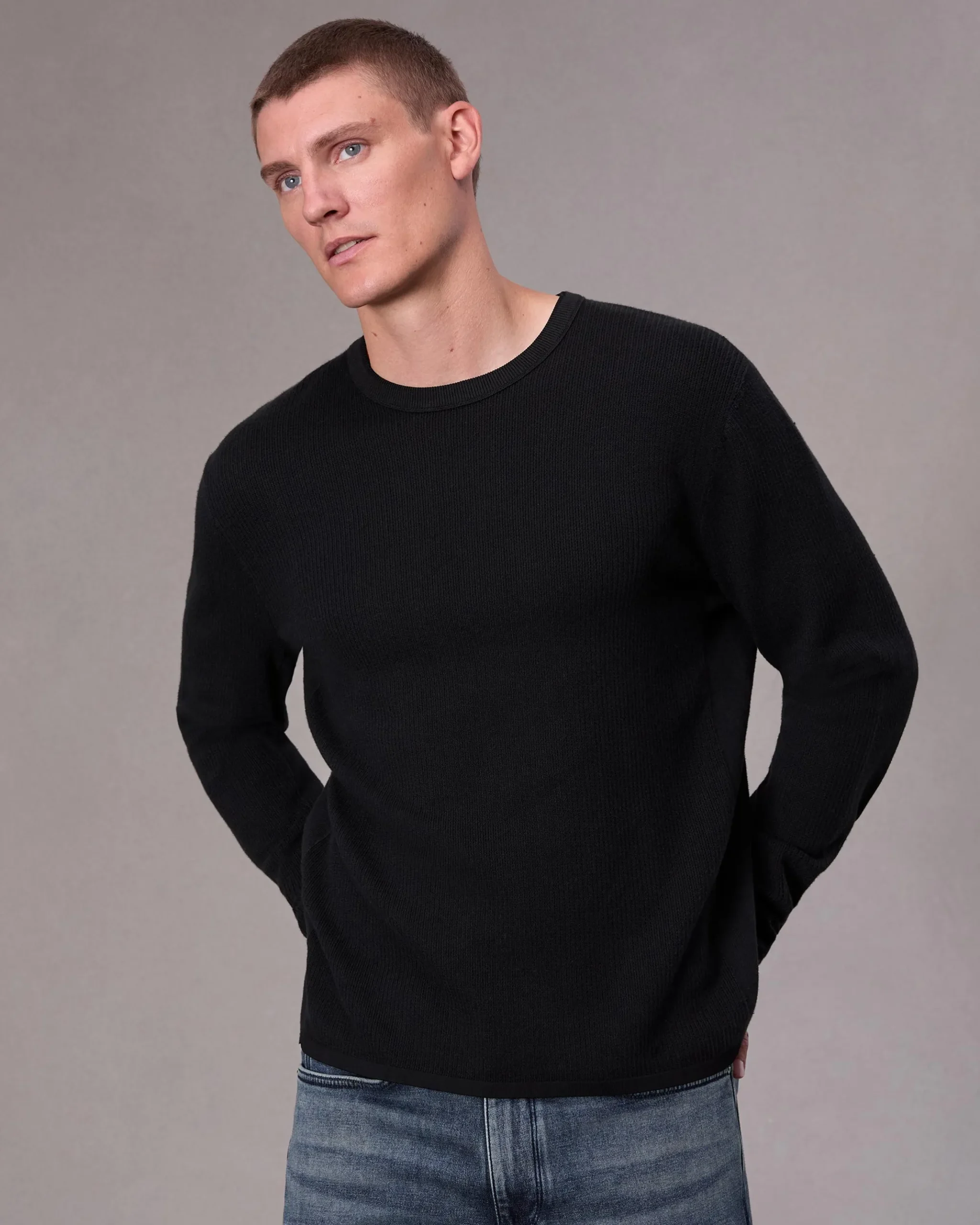 rag & bone Harvey Crew Black/Black Discount