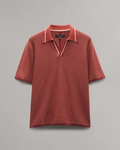 rag & bone Harvey Jonny Collar Polo Maroon Outlet
