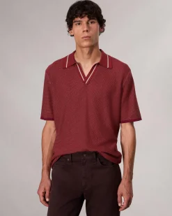 rag & bone Harvey Jonny Collar Polo Maroon Outlet