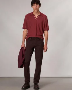 rag & bone Harvey Jonny Collar Polo Maroon Outlet
