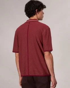 rag & bone Harvey Jonny Collar Polo Maroon Outlet