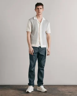 rag & bone Harvey Knit Camp Shirt Ivory Black Fashion