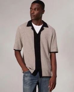 rag & bone Harvey Knit Camp Shirt Light Tan Best