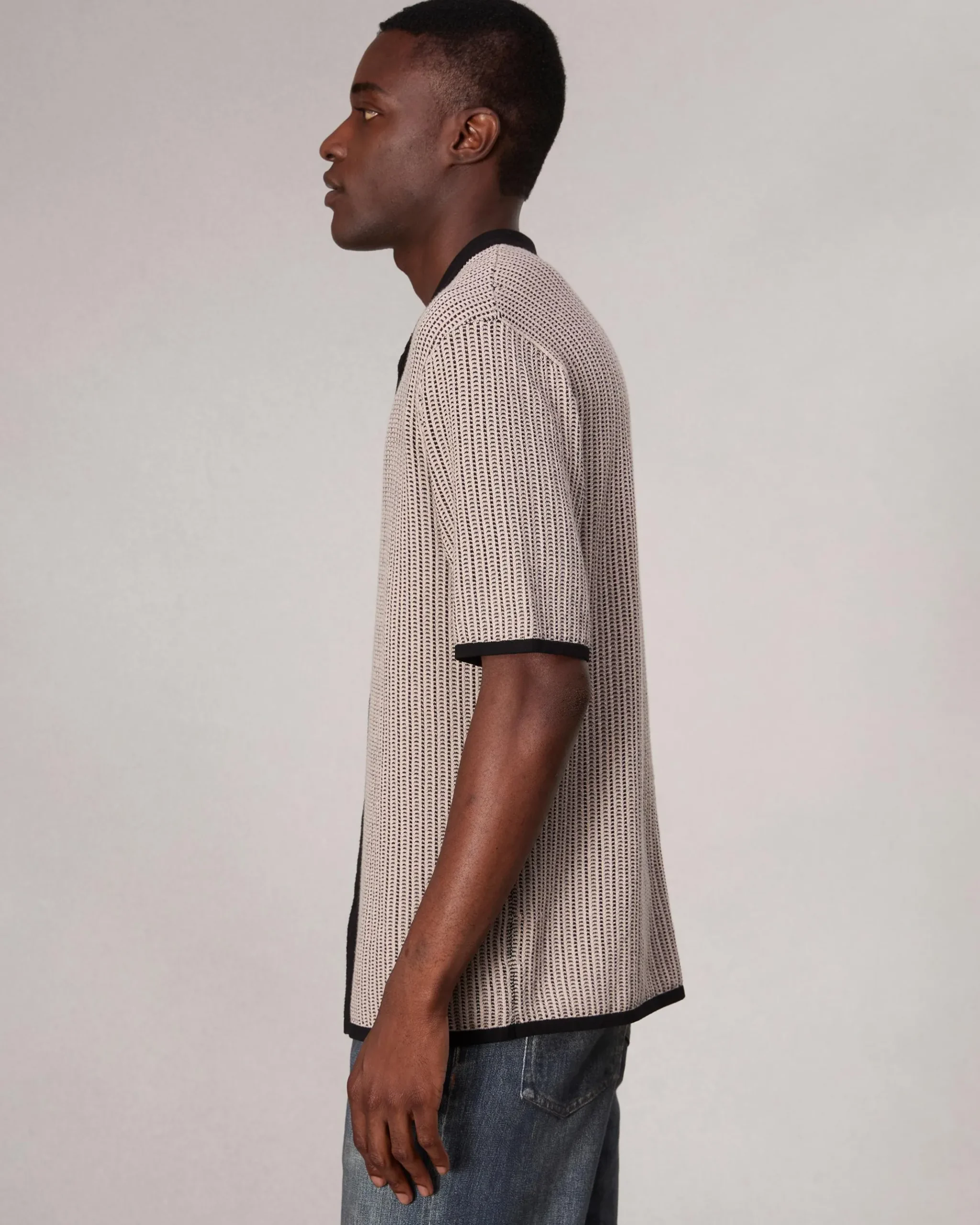 rag & bone Harvey Knit Camp Shirt Light Tan Best