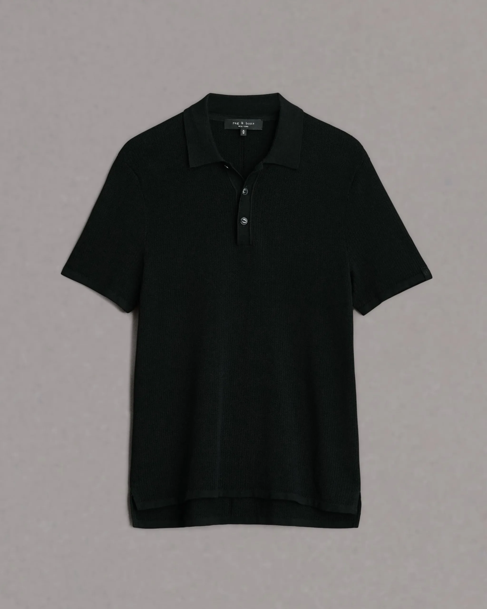 rag & bone Harvey Knit Polo Black Cheap
