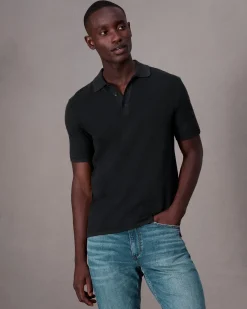 rag & bone Harvey Knit Polo Black Cheap