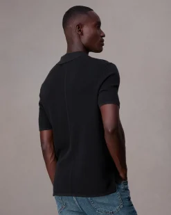 rag & bone Harvey Knit Polo Black Cheap