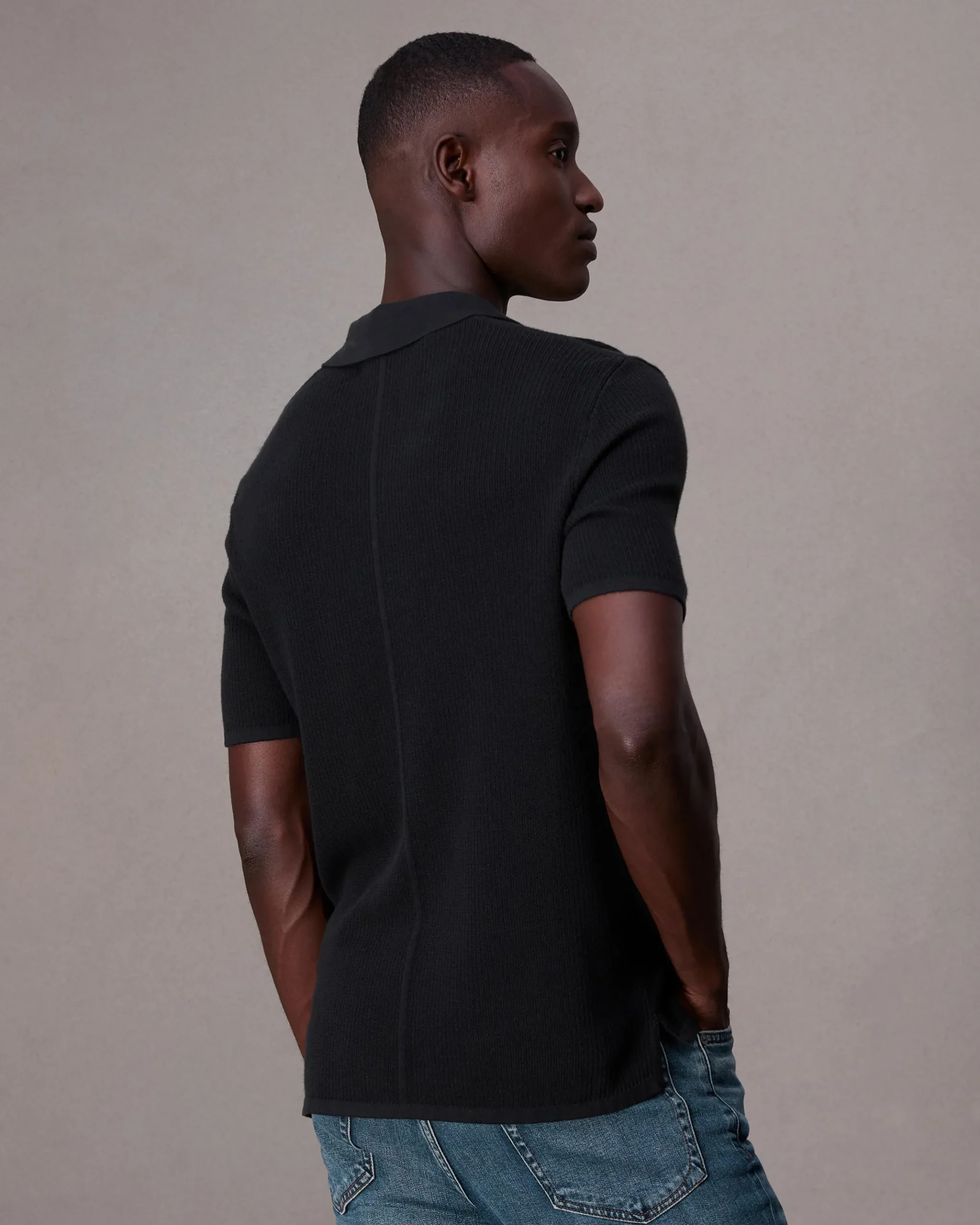 rag & bone Harvey Knit Polo Black Cheap