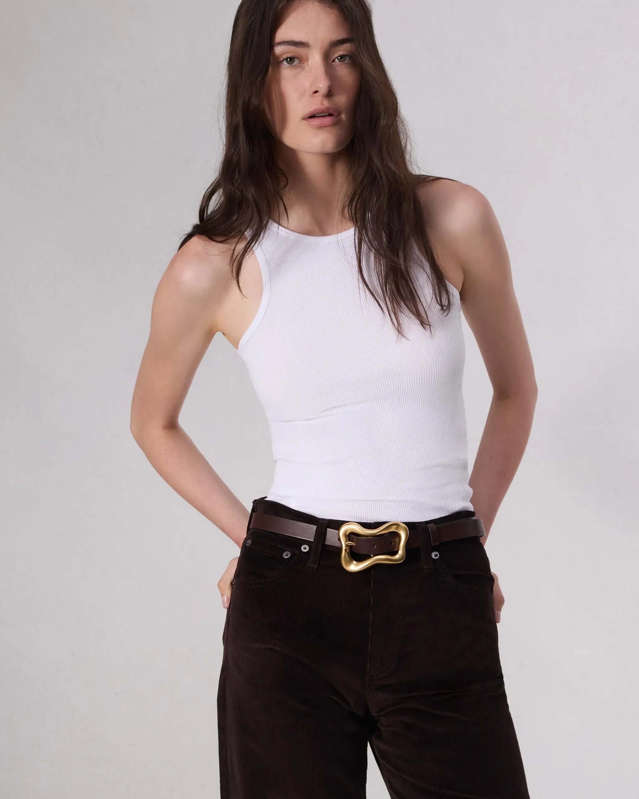 rag & bone Highline Leather Belt Dark Espresso Sale
