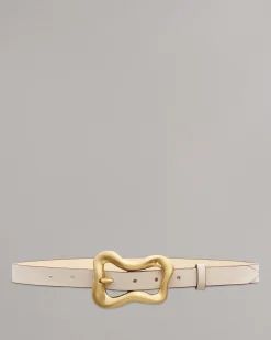 rag & bone Highline Leather Belt Greige Cheap
