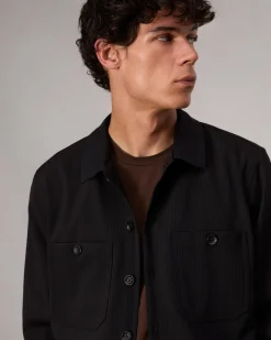 rag & bone Hyde Striped Shirt Jacket Black Pinstripe Hot