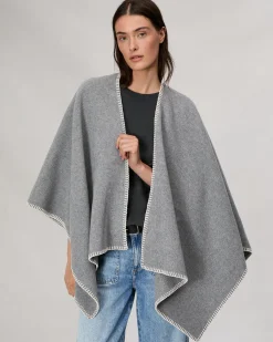 rag & bone Ingrid Wool Poncho Mid Grey Best
