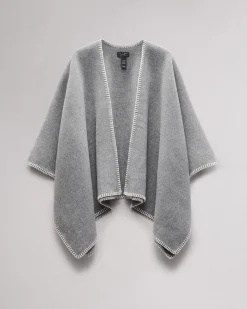 rag & bone Ingrid Wool Poncho Mid Grey Best