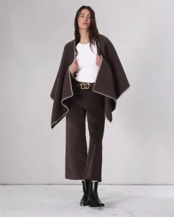 rag & bone Ingrid Wool Poncho Mahogany Cheap